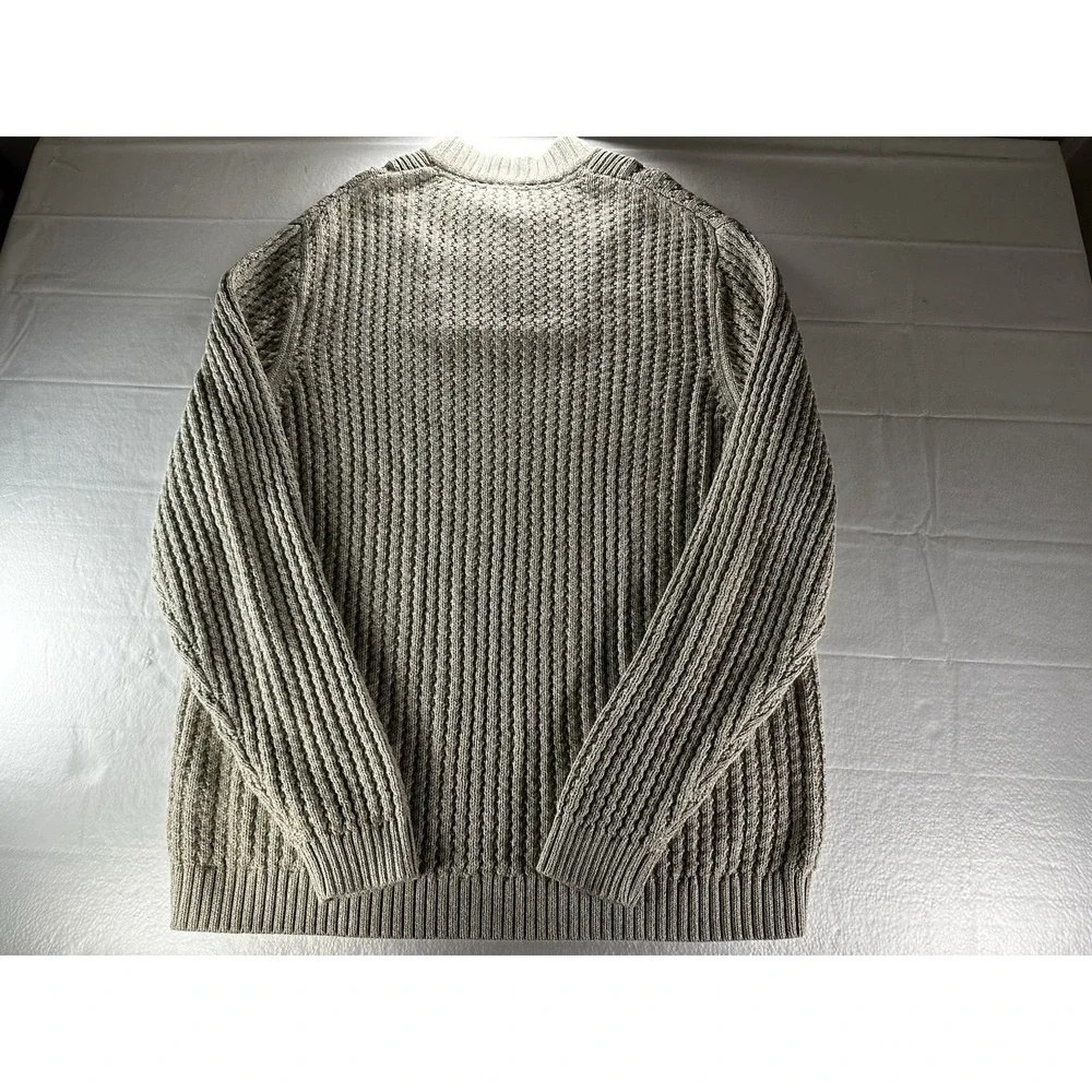 VTG 1990s Eddie Bauer Ribbed Henley Sweater‎ Mens 2XL Beige Made In Hong Kong